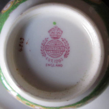 Vintage Mintons Green Cockatrice Pattern 4863 Trio