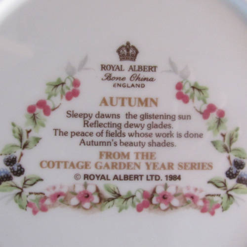 Royal Albert Plate 'From the Cottage Garden Year Series' Autumn
