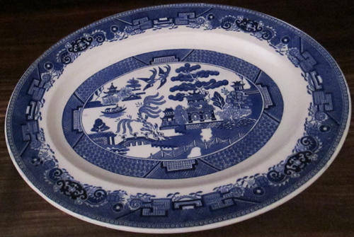 Serving Dish (Blue and White, Willows, Victoria Porcelain Fenton England)
