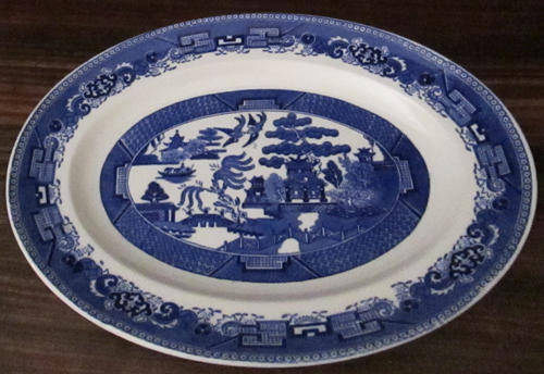 Serving Dish (Blue and White, Willows, Victoria Porcelain Fenton England)