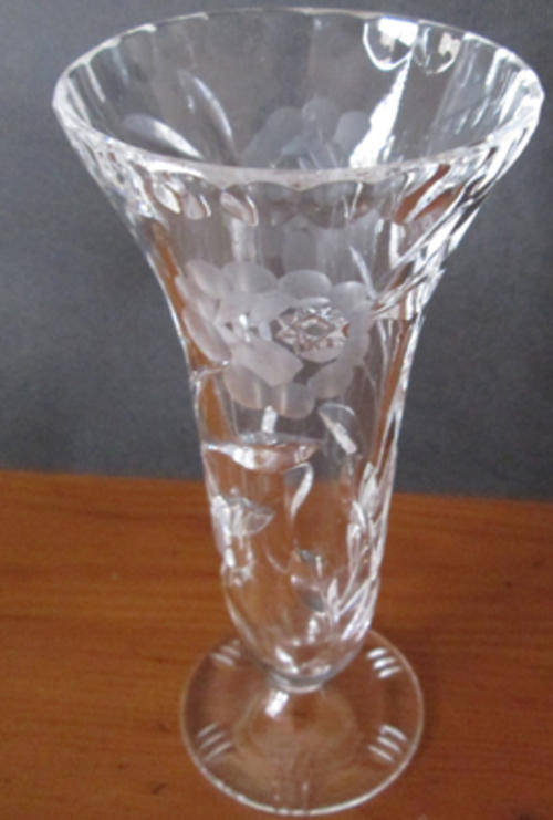 Rose Cut Crystal Trumpet Vase