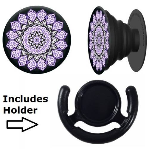 Cell Phone Finger Socket Holder - Purple Pattern **IN STOCK**