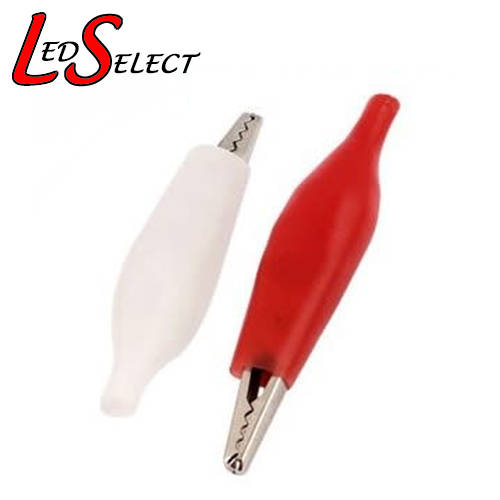 Connector Crocodile Alligator Clip White + Red (1 Pair) 35mm **LOCAL STOCK**