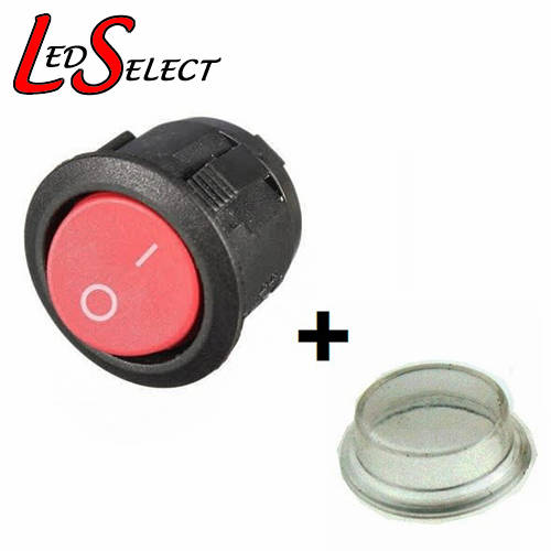 Switch Rocker Red 16mm Round 220V AC with Waterproof Clear Cover **LOCAL STOCK**