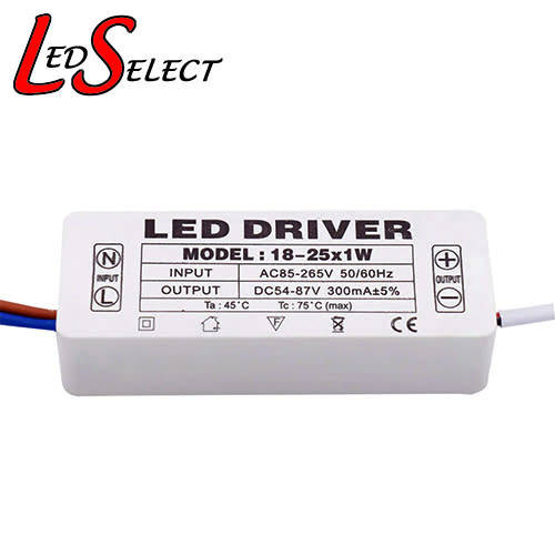 Driver 1W 220V (18-25Led) 300mA with Cover **LOCAL STOCK**