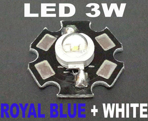 3W Led for Aquarium (1x White 10K /2x Royal Blue 450nm) on Aluminium Base Plate