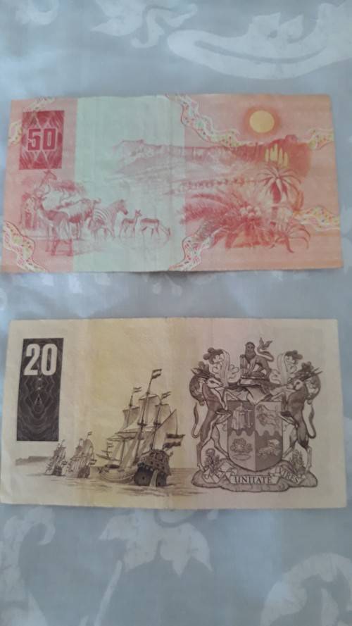 Complete Collection of Gerhard de Kock Banknotes! From Fifty rand to Two rand! Very good condition!