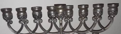Antique Silver Color Menorah Hanukkah 9 Candle Holder Candlestick Candelabra