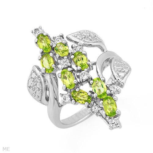 Fashionable Ring With 2.29ctw Precious Stones - Genuine Peridots and Topazes Crafted in 925 Sterling