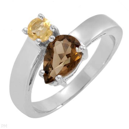 Elegant Brand New Ring With 1.70ctw Precious Stones - Genuine Citrine and Topaz Beautifully Designed