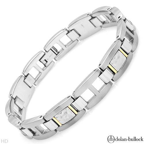 DOLAN BULLOCK Charming Brand New Gentlemens Bracelet Well Made in 18K/StSl Gold and Stainless Steel.