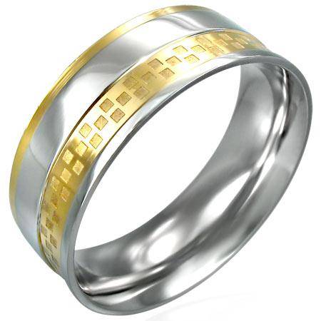 Stainless Steel 2-tone Checker/Grid Design Napkin Ring, Size 11