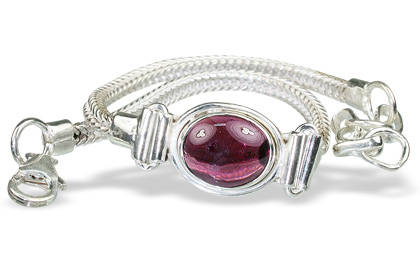 Garnet and silver bracelet. The 92.5% silver setting is double layered and has small molded pillars