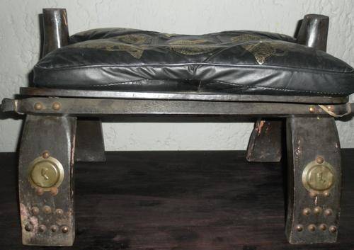EGYPTIAN CHAIR AND PUFFS MADE OF GENUINE LEATHER