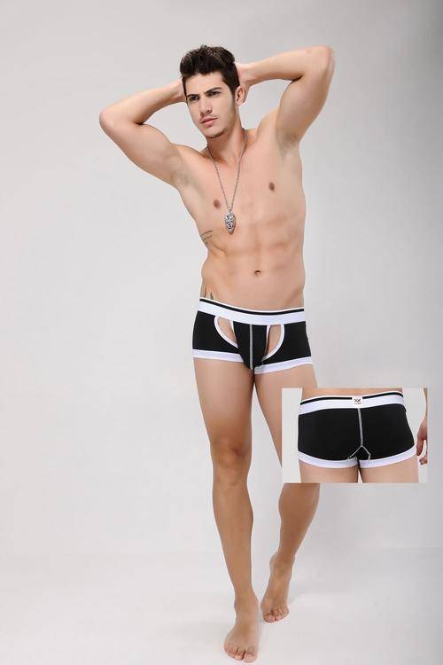 BLACK CUT-AWAY BOXERS