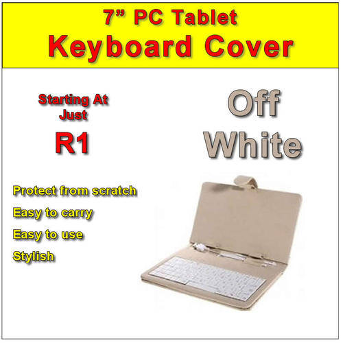 DELUXE Keyboard Case for 7 Inch Android PC Tablet - Off White Color
