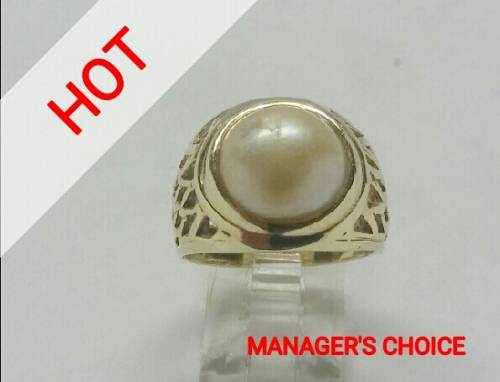 **9CT SOLID YELLOW GOLD GENUINE MARBE RING**