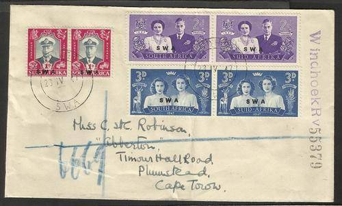 SWA. FDC With overprinted Union stamps
