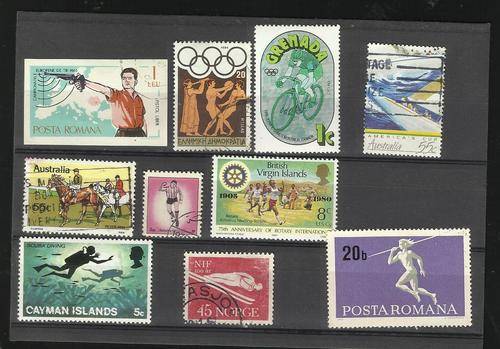 Worldwide. 10 Sport stamps. Mix mint/used/few hinged