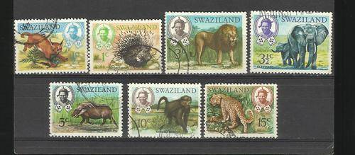Swaziland. Group of  7 animal stamps. Used few slightly hinged