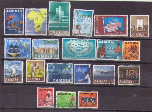 Zambia. 20 Different stamps. Used few very slightly hinged