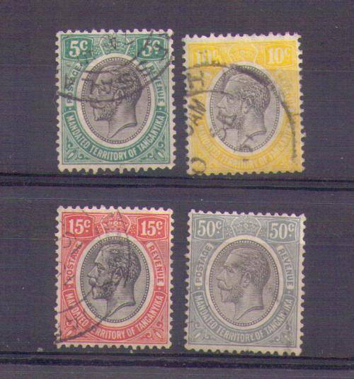 Tanganyika. Group of 4 stamps. Used/hinged/rust