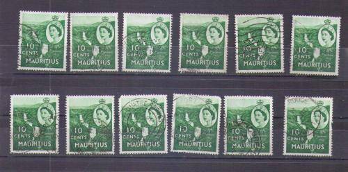 Mauritius. 12 x 10c stamps. Used not hinged