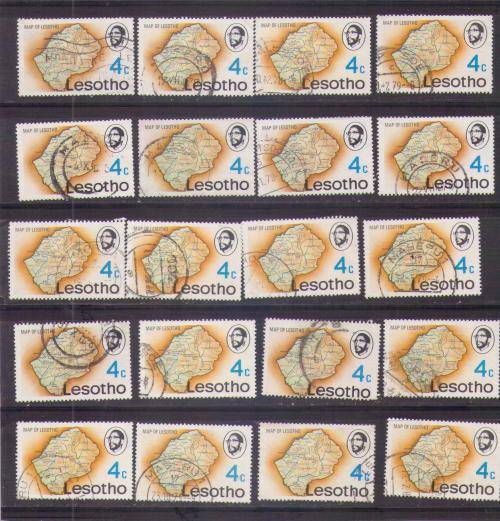 Lesotho. 20 x 4c stamps. Used not hinged