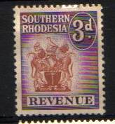 Southern Rhodesia. 1 x 3d Revenue stamp. MNH