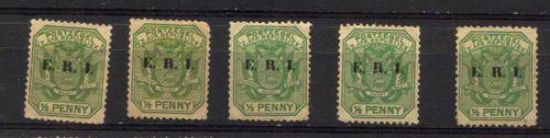 Transvaal. 5 x 1/2d Stamps. Overprinted.  Mint/hinged