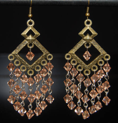 Champagne and Gold Chandelier Earrings