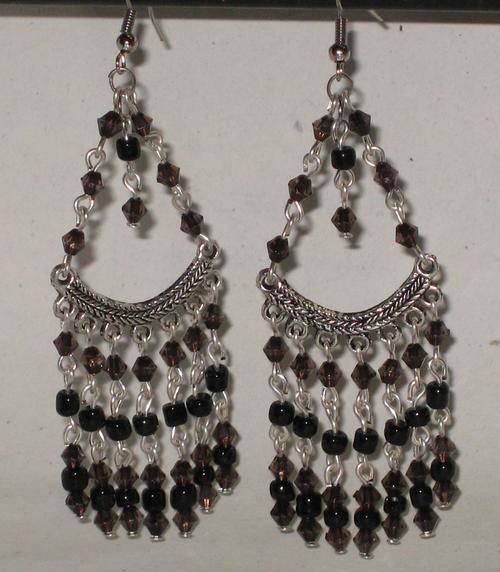 Stunning Hand Crafted Black Chandelier Earrings