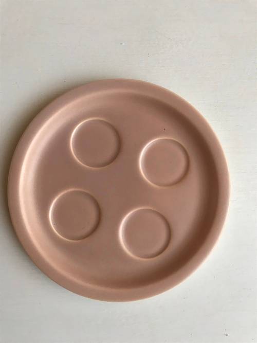 Poole pottery twin tone four-egg cup breakfast set with stand