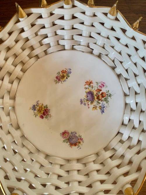 Stunning Max Roesler porcelain dish with basket design