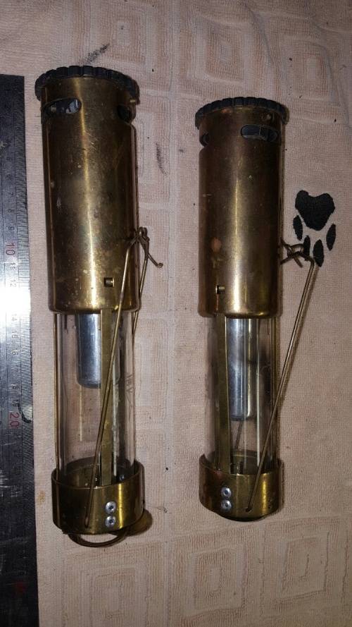 2 vintage brass bush light set
