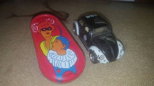 Vintage Tin rattle. and VW classic police beetle lot