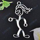 CUTE TIBET SILVER CHILDREN FIGURE PENDANTCHARM --BIG 42MM X 26MM