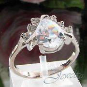 9MM CREATED DIAMOND , 6X NATURAL TOPAZ 18K WHITE GOLD PLATED CARNIVAL PEAR CUT SIZE 8 WEIGHT 6 GRAM