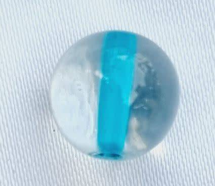 1Pc x 10mm,  Round Clear Glass Bead / Light Blue Core - Each