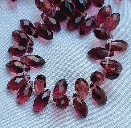 10 pc Purple Teardrop Faceted Glass Beads  12x6mm - Top Drilled