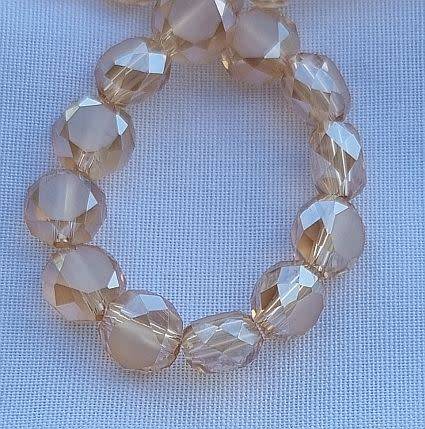 10 pc x 8mm   Champagne Faceted Frosted /  Electroplate Glass Beads