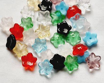 20 pc x 10mm Mixed Flower Glass Beads / Caps - 1 Pack