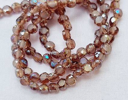 20 pc x 4mm Purple  Faceted Frosted /  Electroplate Glass Beads