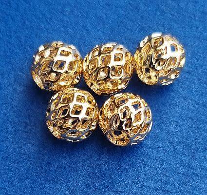 10pc x 7mm Round Gold Plated Spacer Beads