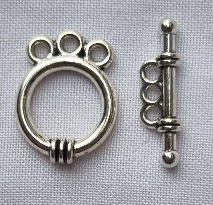 Tibetan Style Silver Tone  Round Toggle Clasp  17x13mm - 1 Set