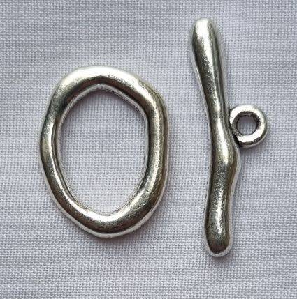 Tibetan Style Silver Tone Oval Toggle Clasp  21x16mm - 1 Set