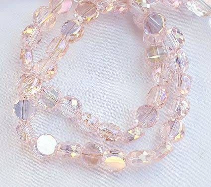 20 pc x 5mm Pink  AB / Flat Round  /  Faceted Glass Beads