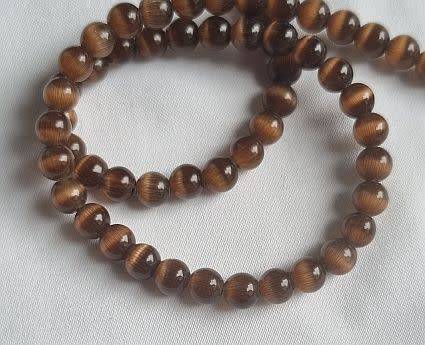 20pc x 6mm  Brown Cat`s Eye Beads