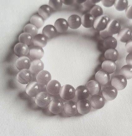 20pc x 6mm  Light Purple Cat`s Eye Beads