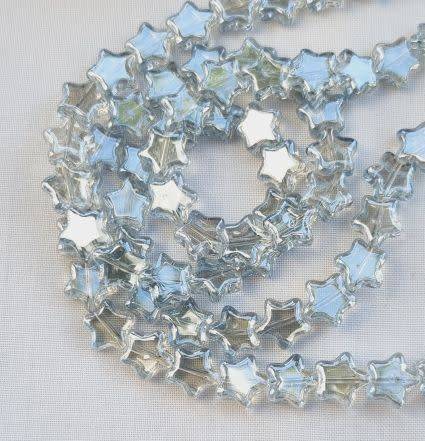 12pc  (8mm) Silver / Light Blue   / Star / Electroplate Glass Beads